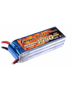 Gens ace 1550mAh 11.1V 25C 3S1P Lipo Battery Pack with Deans Connector