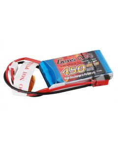 Gens ace 450mAh 7.4V 25C 2S1P Lipo Battery Pack with jst connector