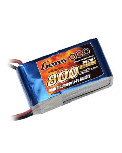 Gens ace 800mAh 11.1V 40C 3S1P Lipo Battery with jst connector