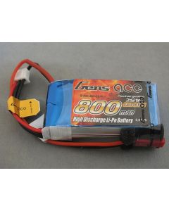 Gens ace 800mAh 7.4V 40C 2S1P Lipo Battery with jst connector