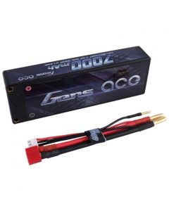 Gens ace 7000mAh 7.4V 50C 2S2P HardCase Lipo Battery Pack 10# with 4.0mm bullet to Deans Plug