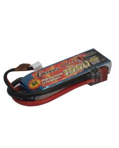 Gens Ace 1550mAh 7.4v 25C 2S Lipo Battery Pack with Deans Connector
