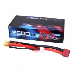 Gens ace 5500mAh 7.6V 100C 2S2P HardCase HV Shorty Lipo Battery Pack 59# Racing Series with 5.0mm bullet to Deans plug